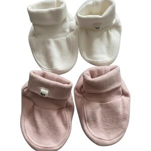 Oh Baby! Cotton Rib Snowdrift Booties - 2 Pair - EUC - Pink & White